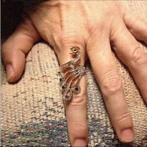 18 Karat Gold Plated Zircon Peacock Ring